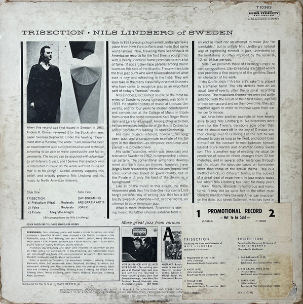 Nils Lindberg - Trisection | Capitol Records (T10363) - 2