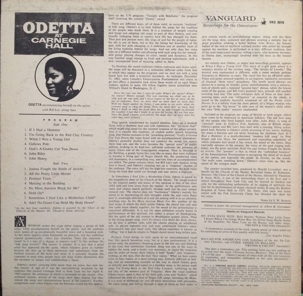 Odetta - Odetta At Carnegie Hall | Vanguard (VRS-9076) - 2