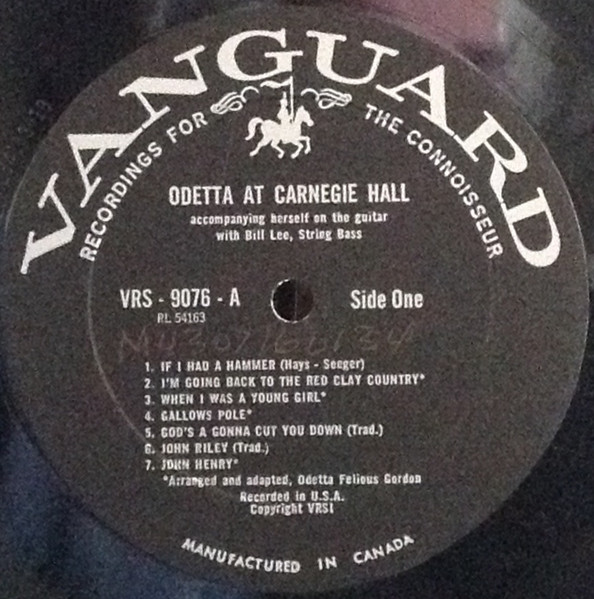 Odetta - Odetta At Carnegie Hall | Vanguard (VRS-9076) - 3