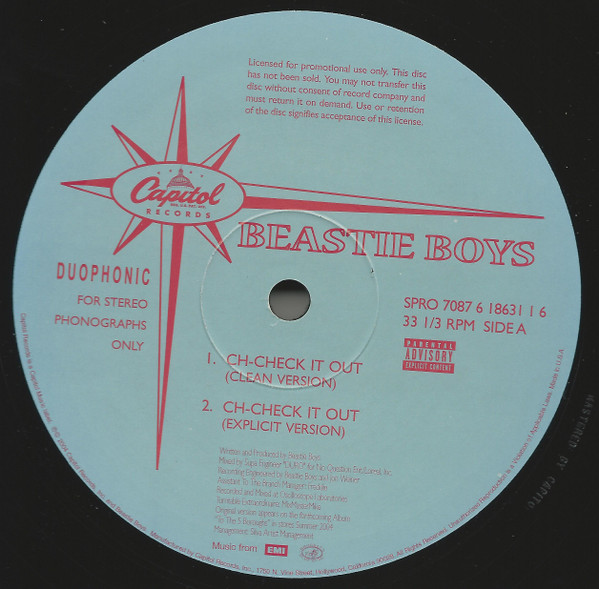 Beastie Boys - Ch-Check It Out | Capitol Records (SPRO 7087 6 18631 1 6)