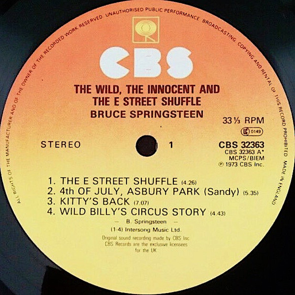Bruce Springsteen - The Wild, The Innocent & The E Street Shuffle | CBS (CBS 32363) - 3 Bruce Springsteen - The Wild, The Innocent & The E Street Shuffle | CBS (CBS 32363) - 3
