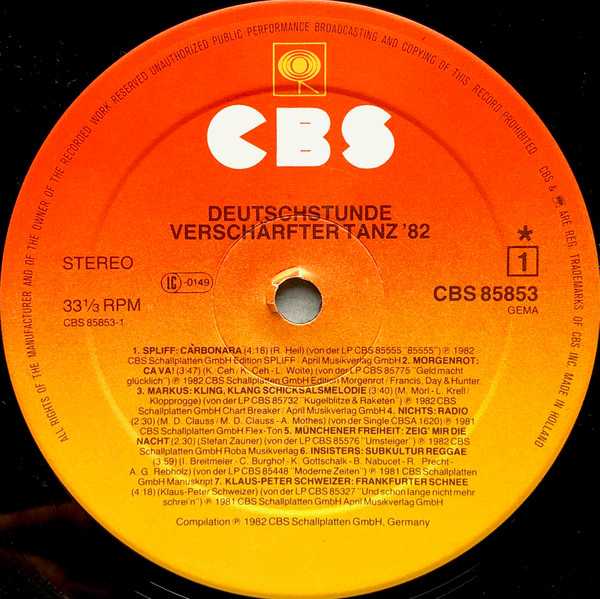Various - Deutschstunde (Verschärfter Tanz '82) | CBS (CBS 85 853) - 3