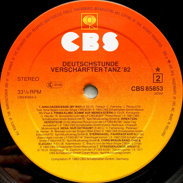 Various - Deutschstunde (Verschärfter Tanz '82) | CBS (CBS 85 853) - 4