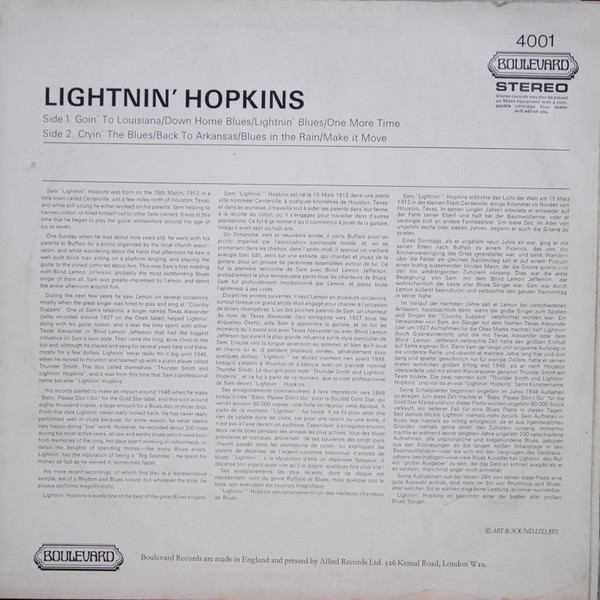 Lightnin' Hopkins - Lightnin' Hopkins | Boulevard (4001) - 2 Lightnin' Hopkins - Lightnin' Hopkins | Boulevard (4001) - 2