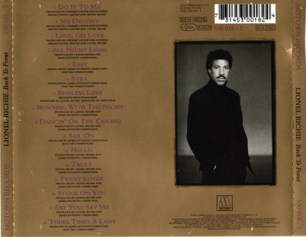 Lionel Richie - Back To Front | Motown (530 018 - 2) - 2 Lionel Richie - Back To Front | Motown (530 018 - 2) - 2