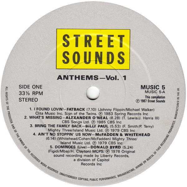 Various - Anthems Volume 1 | Street Sounds (MUSIC 5) - 3 Various - Anthems Volume 1 | Street Sounds (MUSIC 5) - 3