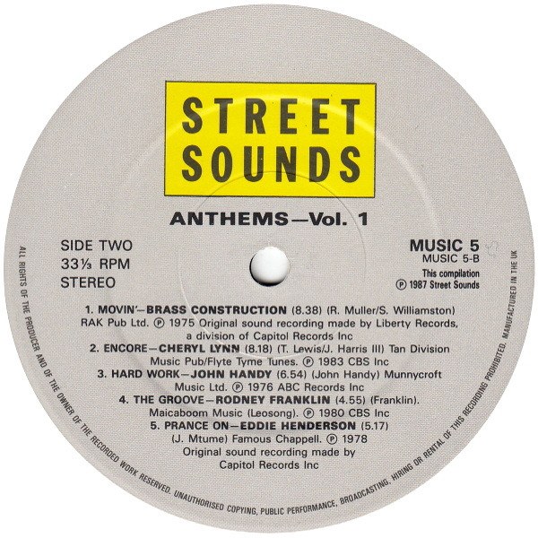 Various - Anthems Volume 1 | Street Sounds (MUSIC 5) - 4 Various - Anthems Volume 1 | Street Sounds (MUSIC 5) - 4