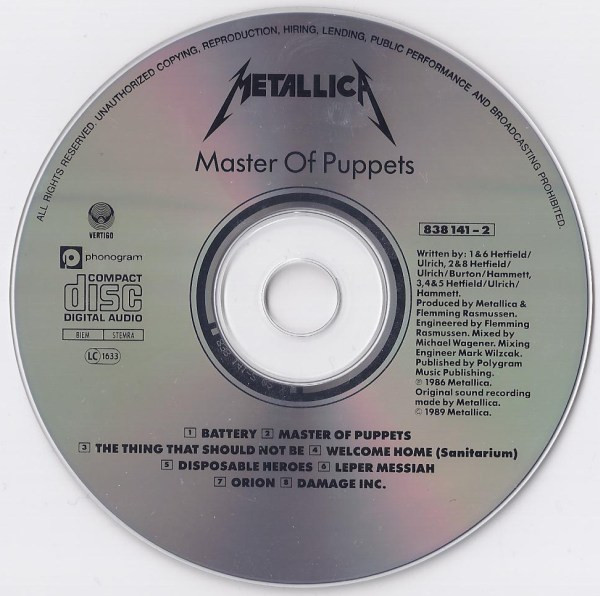 Metallica - Master Of Puppets | Vertigo (838 141-2) - 4