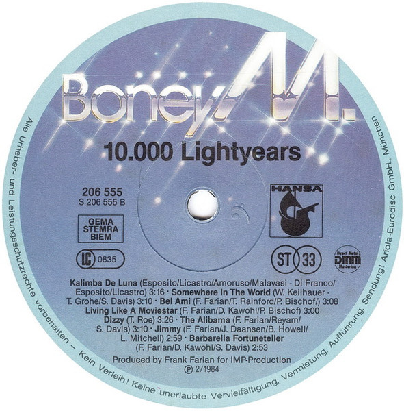 Boney M. - Ten Thousand Lightyears | Hansa (206 555) - 4