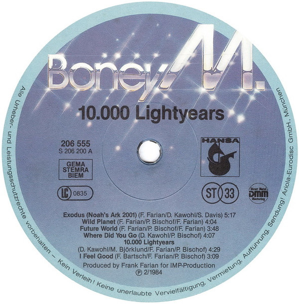Boney M. - Ten Thousand Lightyears | Hansa (206 555) - 3