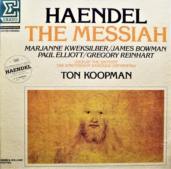 Georg Friedrich Händel - Marianne Kweksilber / James Bowman / Paul Elliott / Gregory Reinhart , The Sixteen , The Amsterdam Baroque Orchestra - Ton Koopman - The Messiah | Erato (09.575130.94) - main Georg Friedrich Händel - Marianne Kweksilber / James Bowman / Paul Elliott / Gregory Reinhart , The Sixteen , The Amsterdam Baroque Orchestra - Ton Koopman - The Messiah | Erato (09.575130.94) - main