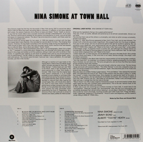 Nina Simone - Nina Simone At Town Hall | WaxTime (771696) - 2