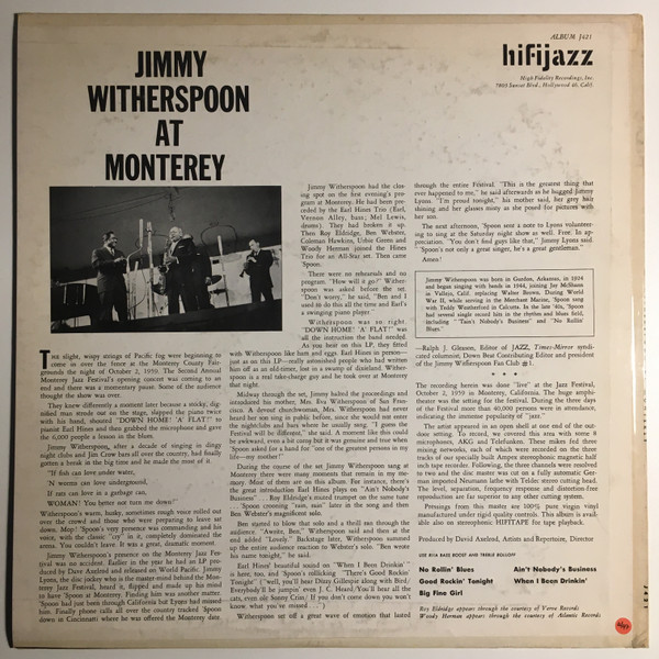 Jimmy Witherspoon - At The Monterey Jazz Festival | HiFi Jazz (J421) - 2