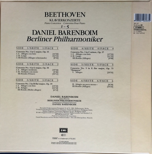 Ludwig van Beethoven , Daniel Barenboim , Berliner Philharmoniker - Klavierkonzerte = Piano Concertos = Concertos Pour Piano 1-5 | His Master's Voice Digital (27 0608 3) - 2