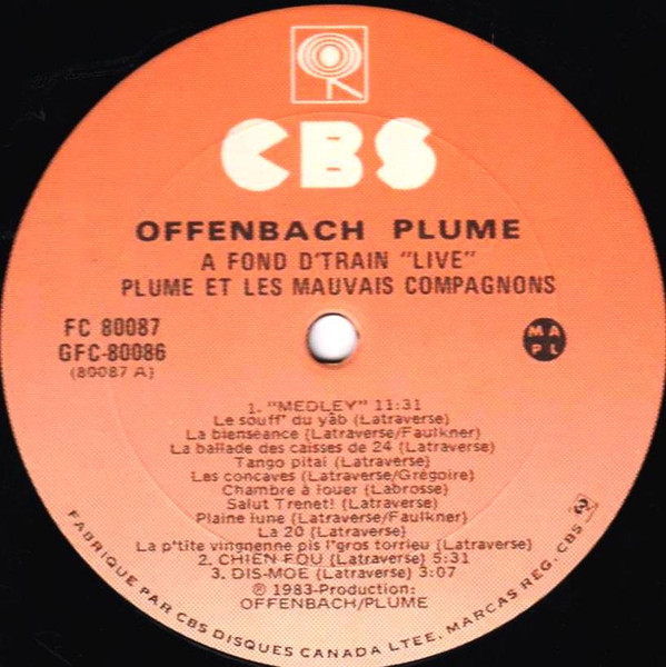 Offenbach / Plume Latraverse - À Fond D'Train "Live" | CBS (GFC 80086) - 3 Offenbach / Plume Latraverse - À Fond D'Train "Live" | CBS (GFC 80086) - 3
