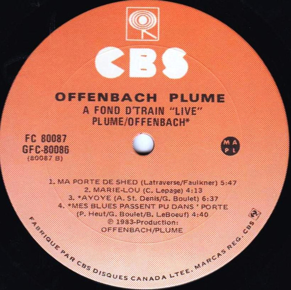 Offenbach / Plume Latraverse - À Fond D'Train "Live" | CBS (GFC 80086) - 4 Offenbach / Plume Latraverse - À Fond D'Train "Live" | CBS (GFC 80086) - 4
