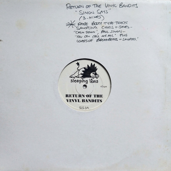 Return Of The Vinyl Bandits - Simon Says | Sleeping Lions (SLS-3) - 3 Return Of The Vinyl Bandits - Simon Says | Sleeping Lions (SLS-3) - 3