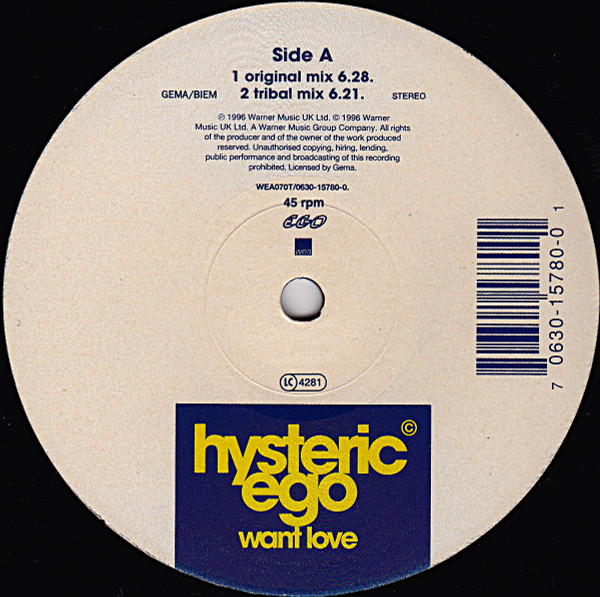 Hysteric Ego - Want Love | WEA (0630-15780-0) - 3