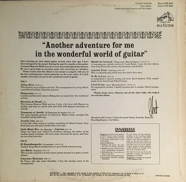 Chet Atkins - Class Guitar [Vinyl] | RCA Victor (LSP 3885) - 2