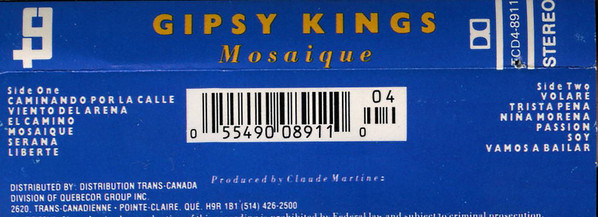Gipsy Kings - Mosaique | P.E.M. (TCD4-8911) - 2
