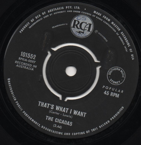 The Cicadas - That's What I Want | RCA (101552) - main