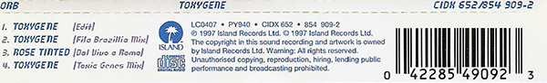The Orb - Toxygene | Island Records (CIDX 652) - 4 The Orb - Toxygene | Island Records (CIDX 652) - 4