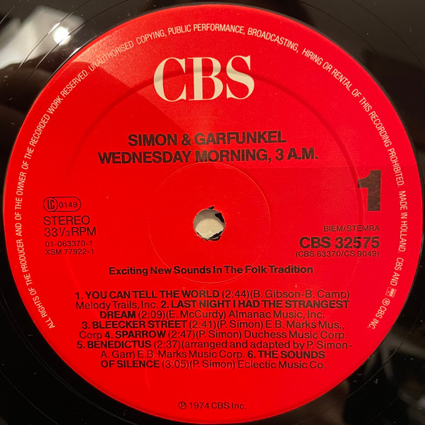 Simon & Garfunkel - Wednesday Morning, 3 A.M. | CBS (CBS 32575) - 4