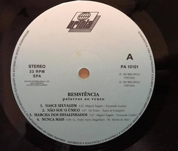 Resistência - Palavras Ao Vento | Ariola (PA 10101) - 4