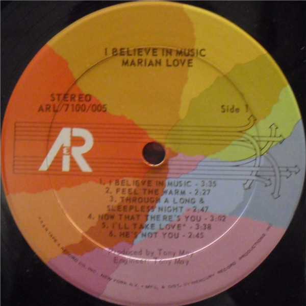Marian Love - I Believe In Music | A&R (ARL/7100/005) - 3 Marian Love - I Believe In Music | A&R (ARL/7100/005) - 3