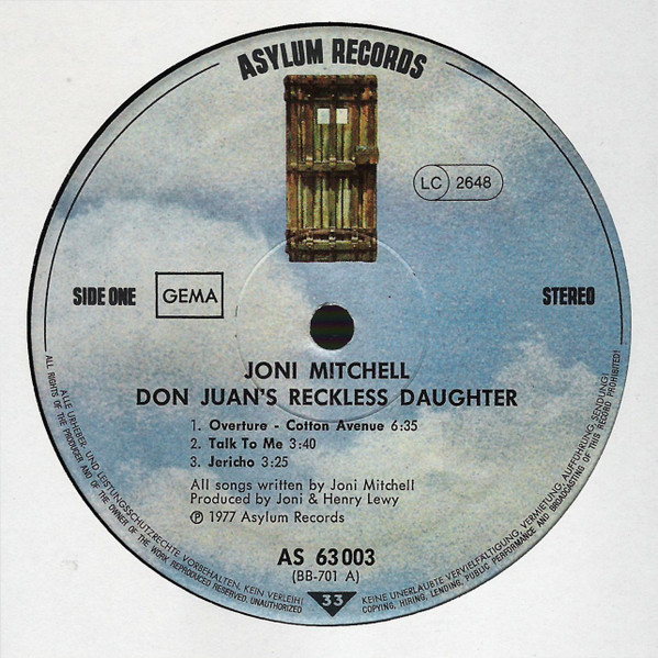 Joni Mitchell - Don Juan's Reckless Daughter | Asylum Records (AS 63 003) - 3 Joni Mitchell - Don Juan's Reckless Daughter | Asylum Records (AS 63 003) - 3