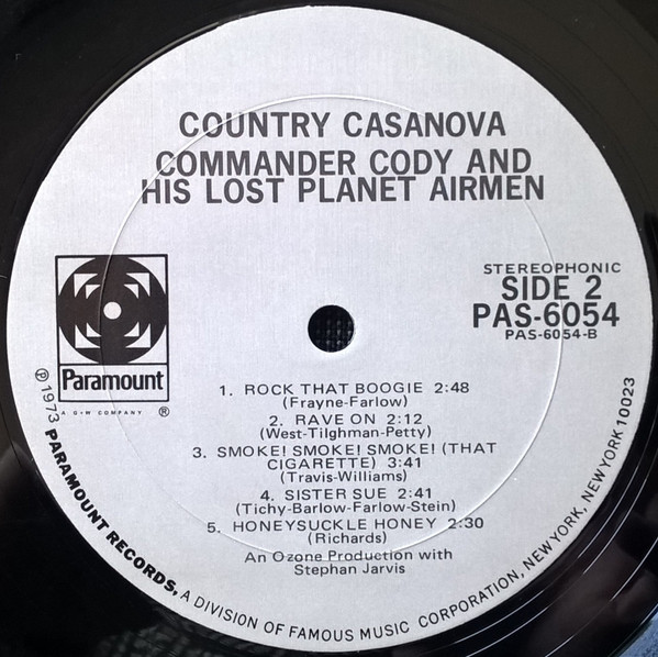 Commander Cody And His Lost Planet Airmen - Country Casanova | Paramount Records (PAS-6054) - 4 Commander Cody And His Lost Planet Airmen - Country Casanova | Paramount Records (PAS-6054) - 4