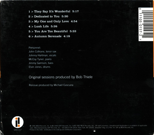 John Coltrane And Johnny Hartman - John Coltrane And Johnny Hartman CD | Impulse! (GRD-157) - 2