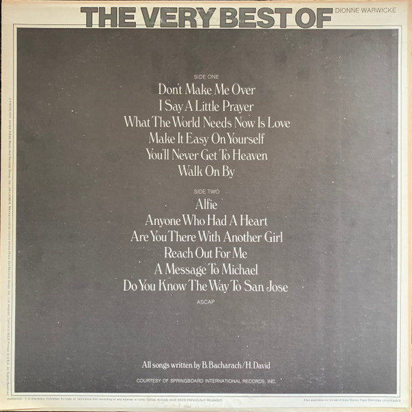 Dionne Warwick - The Very Best Of Dionne Warwicke | United Artists Records (UA-LA388-E) - 2 Dionne Warwick - The Very Best Of Dionne Warwicke | United Artists Records (UA-LA388-E) - 2