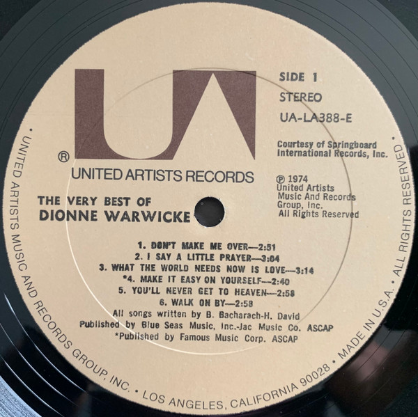 Dionne Warwick - The Very Best Of Dionne Warwicke | United Artists Records (UA-LA388-E) - 3 Dionne Warwick - The Very Best Of Dionne Warwicke | United Artists Records (UA-LA388-E) - 3