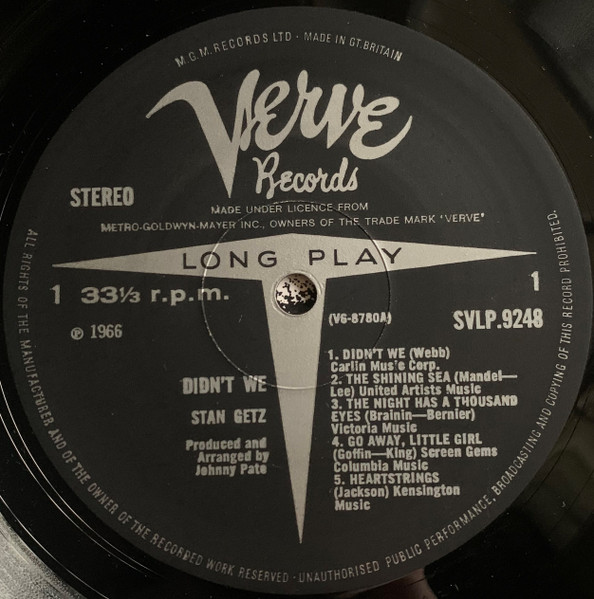 Stan Getz - Didn't We | Verve Records (SVLP 9248) - 3 Stan Getz - Didn't We | Verve Records (SVLP 9248) - 3