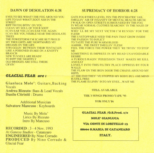 Glacial Fear - Secrets At The Steam Forest | Occult Shop Productions (OS 9301) - 3