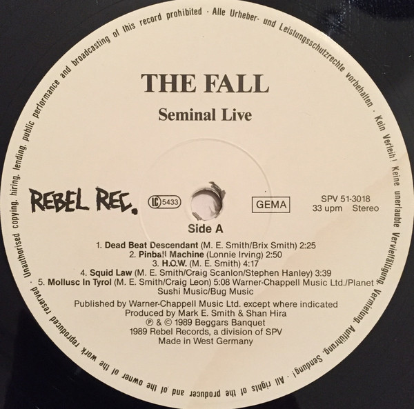 The Fall - Seminal Live | Rebel Rec. (SPV 51-3018) - 3