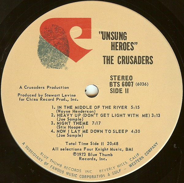 The Crusaders - Unsung Heroes | Blue Thumb Records (BTS 6007) - 4