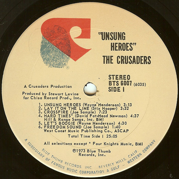 The Crusaders - Unsung Heroes | Blue Thumb Records (BTS 6007) - 3