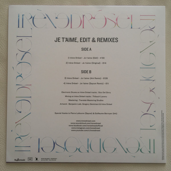 Irene Dresel - Je T'Aime, Edit & Remixes | Room Records (ROOM016LP)