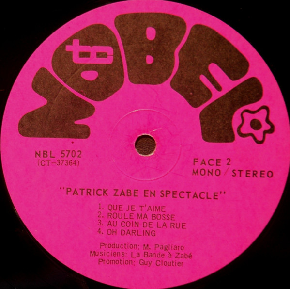 Patrick Zabé - Patrick Zabé En Spectacle [Vinyl] | Nobel (NBL-5702) - 4