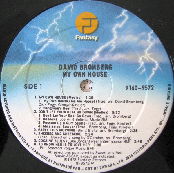 David Bromberg - My Own House | Fantasy (9160-9572) - 3 David Bromberg - My Own House | Fantasy (9160-9572) - 3