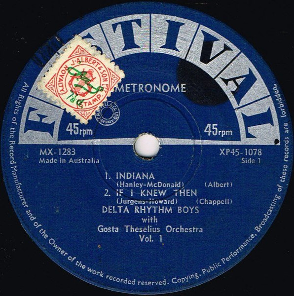 The Delta Rhythm Boys With Gösta Theselius Orkester - Vol. 1 | Festival Records (XP45-1078) - 3