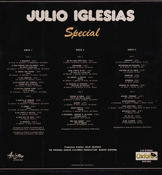 Julio Iglesias - Special | Oxford (AOX/3304) - 2 Julio Iglesias - Special | Oxford (AOX/3304) - 2