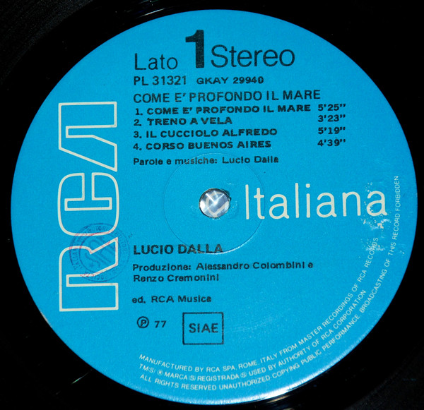 Lucio Dalla - Come È Profondo Il Mare | RCA (PL 31321) - 2 Lucio Dalla - Come È Profondo Il Mare | RCA (PL 31321) - 2