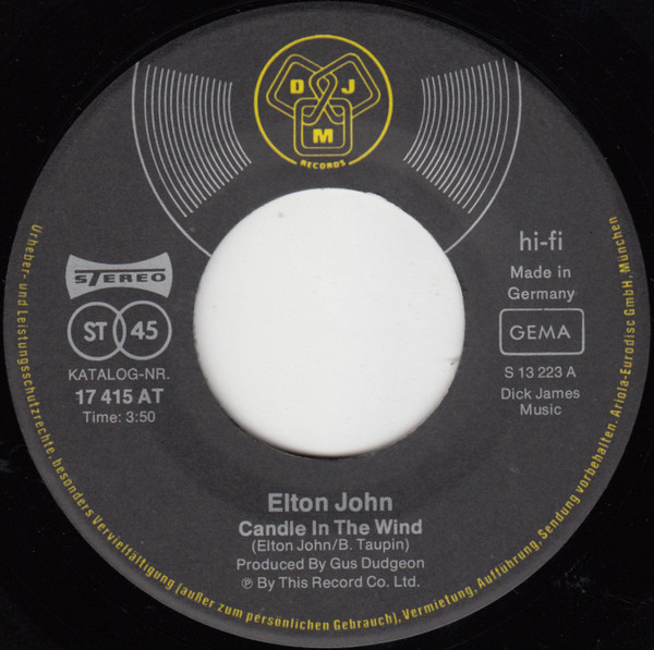 Elton John - Benny And The Jets / Candle In The Wind | DJM Records (17 415 AT) - 2