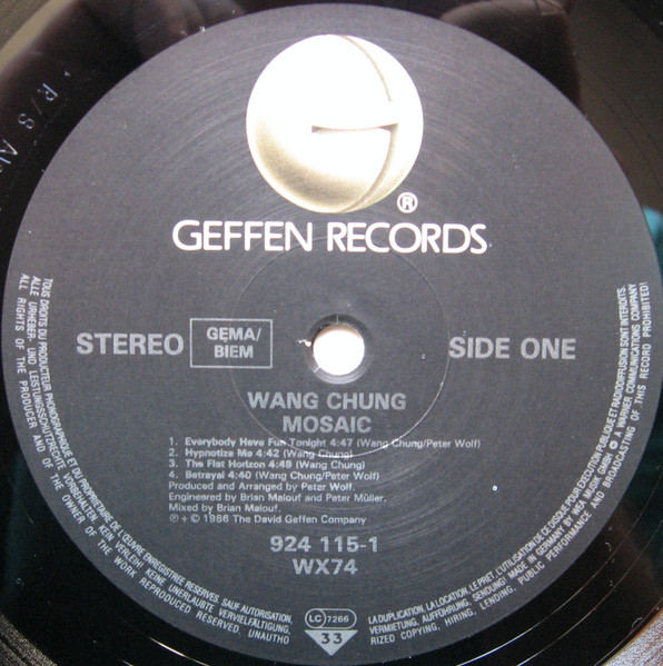 Wang Chung - Mosaic | Geffen Records (924 115-1) - 3