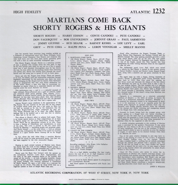 Shorty Rogers And His Giants - Martians Come Back [Vinyl] | Atlantic (AMJY-1232) - 3