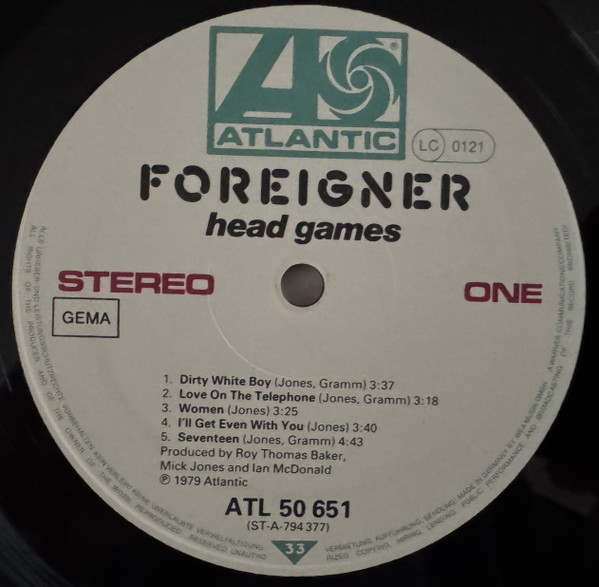 Foreigner - Head Games | Atlantic (ATL 50 651) - 3 Foreigner - Head Games | Atlantic (ATL 50 651) - 3