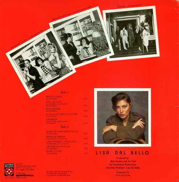 Lisa Dal Bello - Pretty Girls | Talisman Records (TALI-US-1000) - 2
